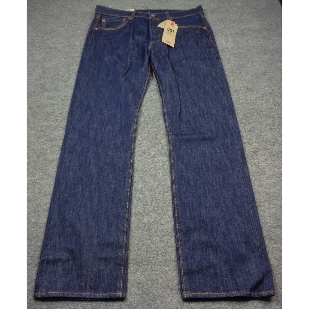 Levi's 501 Original Regular Button Fly Straight Jeans 34X34 Mens Blue Cotton
